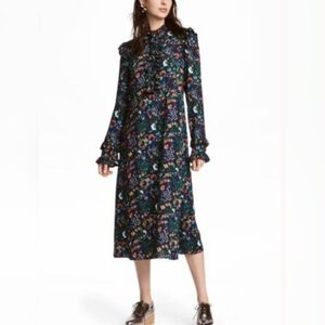 H&M Frill-Trimmed Floral Print Dress